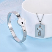 Couple Jewelry Stainless Steel Bracelet-Love Heart Lock