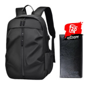 Waterproof Multi Laptop Backpack with Moneybag Free Black